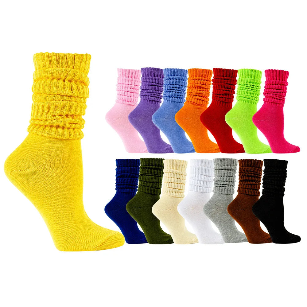 2 Pairs Women’s Slouch Socks – Casual Yoga & Sport Mid Tube Socks